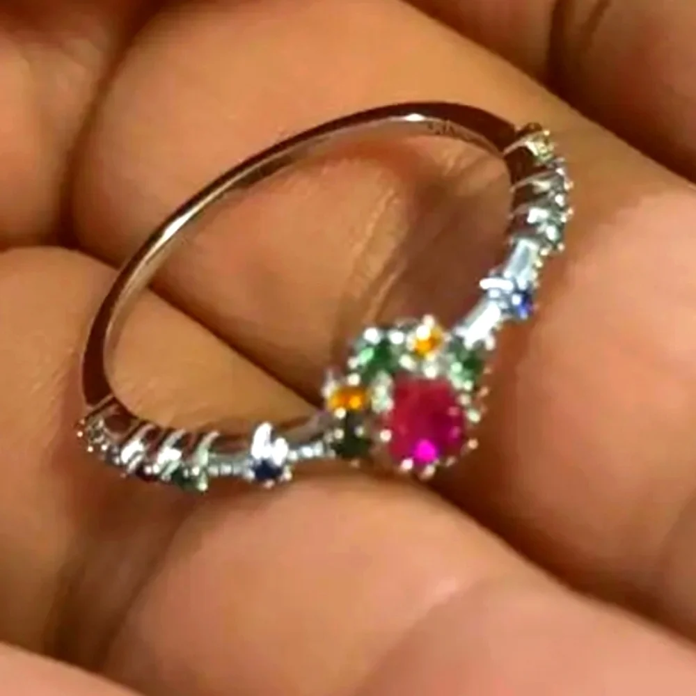 Sterling Silver Multicolor Gemstone Ring